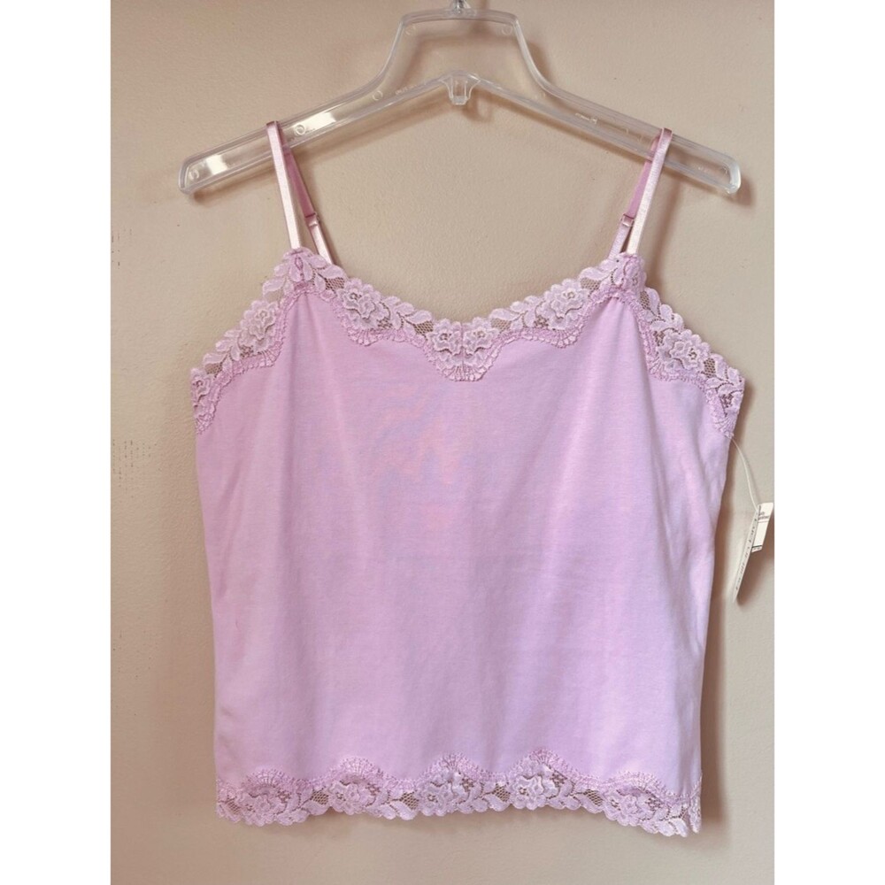St. John's Bay Y2K Lavender Pink Built-in Bra Cropped Lace Camisole New Size L